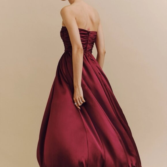 Reformation Elspeth Strapless Dress - Chianti Size 4 - Picture 5 of 9